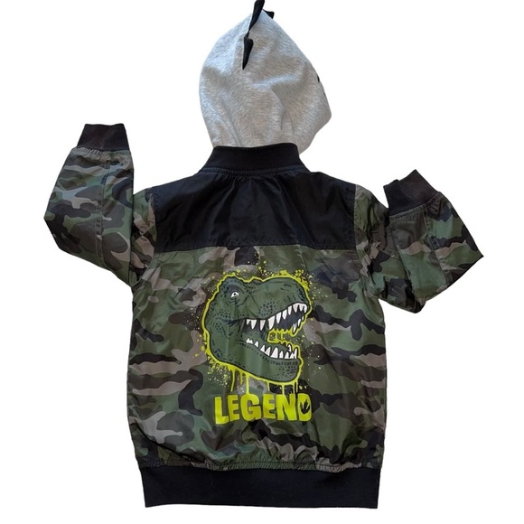 Boys Size 4 Dinosaur Camo Hooded Zip Jacket - Picture 2 of 9